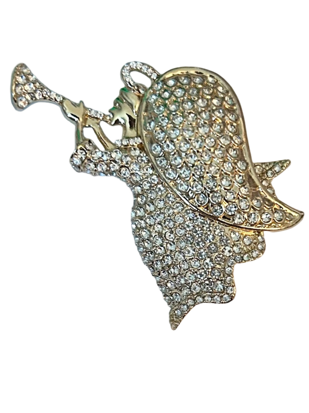 Charter Club Crystal-Embellished Gold Angel Brooch - Clear Rhinestones